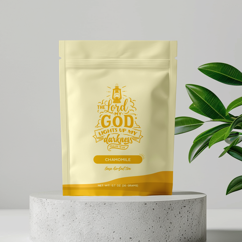 Bible Verse Tea "The Lord Lights Up My Darkness" Chamomile