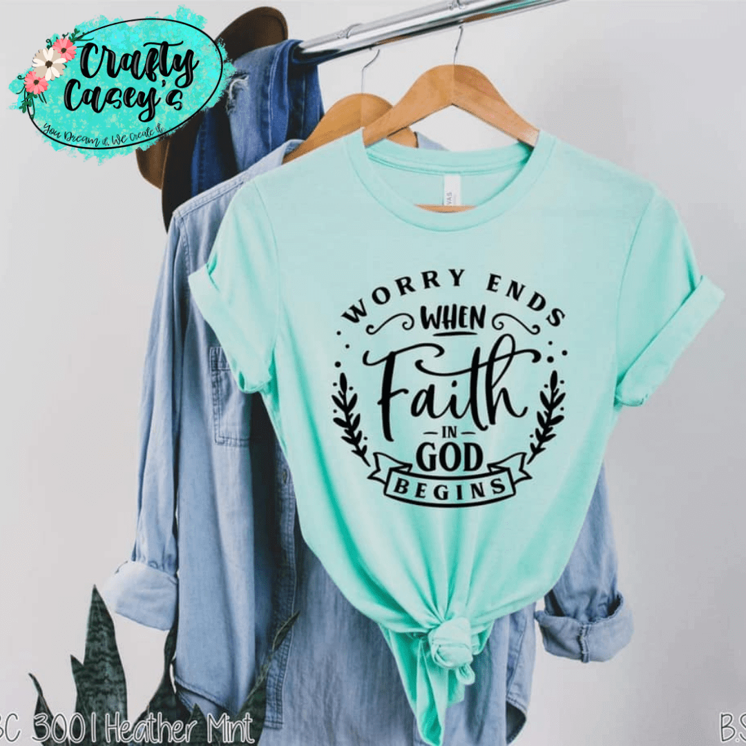 Worry Ends When Faith In God Begins Vintage Tee by Crafty Casey's