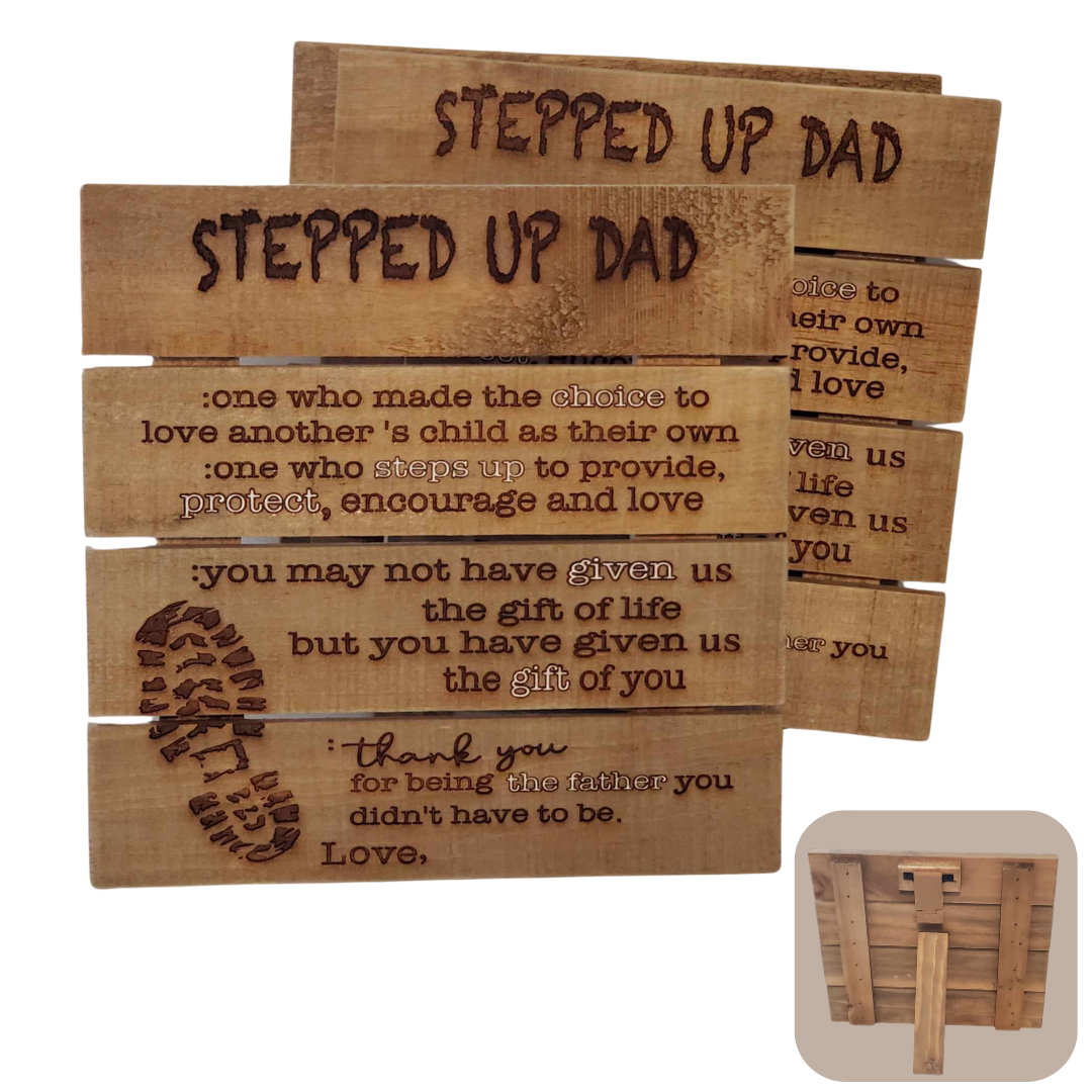 Stepped-Up Dad Mini Pallet Plaque
